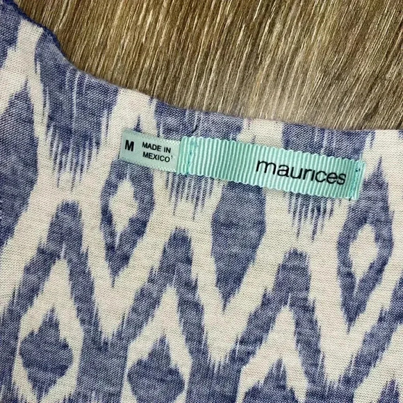 Womens Maurices Blue and White Aztec Print Tank Top - M - Picture 5 of 5